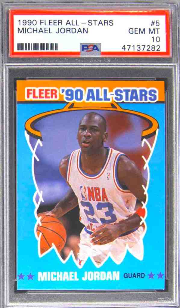 Example of PSA 10 Gem Mint card: 1990 Fleer All-Stars Michael Jordan #5