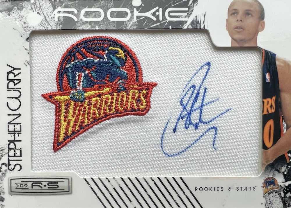 Example of manufactured patch: 2009 Stephen Curry Rookies and Stars Patch Auto #136