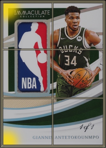 Example of MBA's heat map highlighting issues in yellow on a raw Panini Immaculate Giannis Antetokounmpo logoman 1 of 1