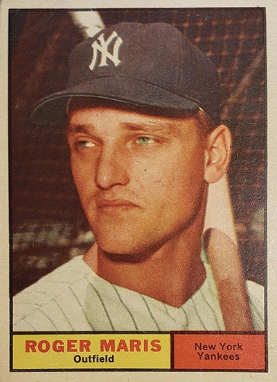 A Roger Maris card, with a slight indentation in the upper-left corner from pressing (Beckett)